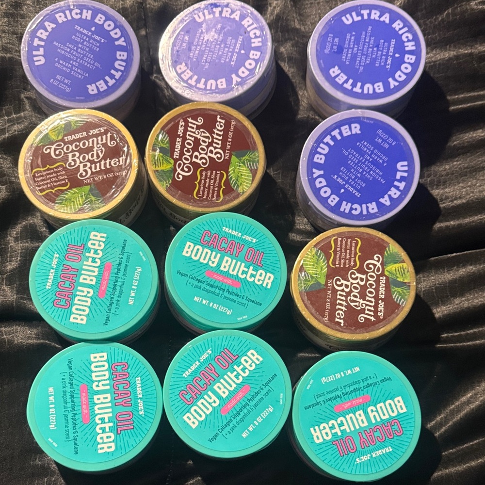 12 Cacay Oil Body Butter - Turquoise / Brown / Purple